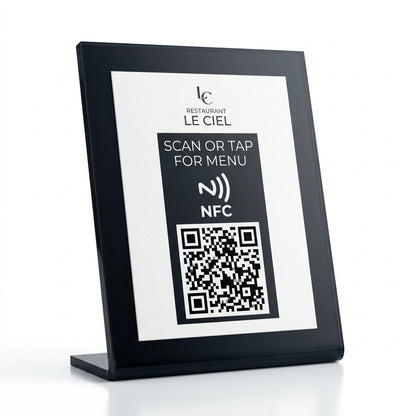 Quevy Tischaufsteller: Google Bewertungen & Links smart teilen (NFC + QR)